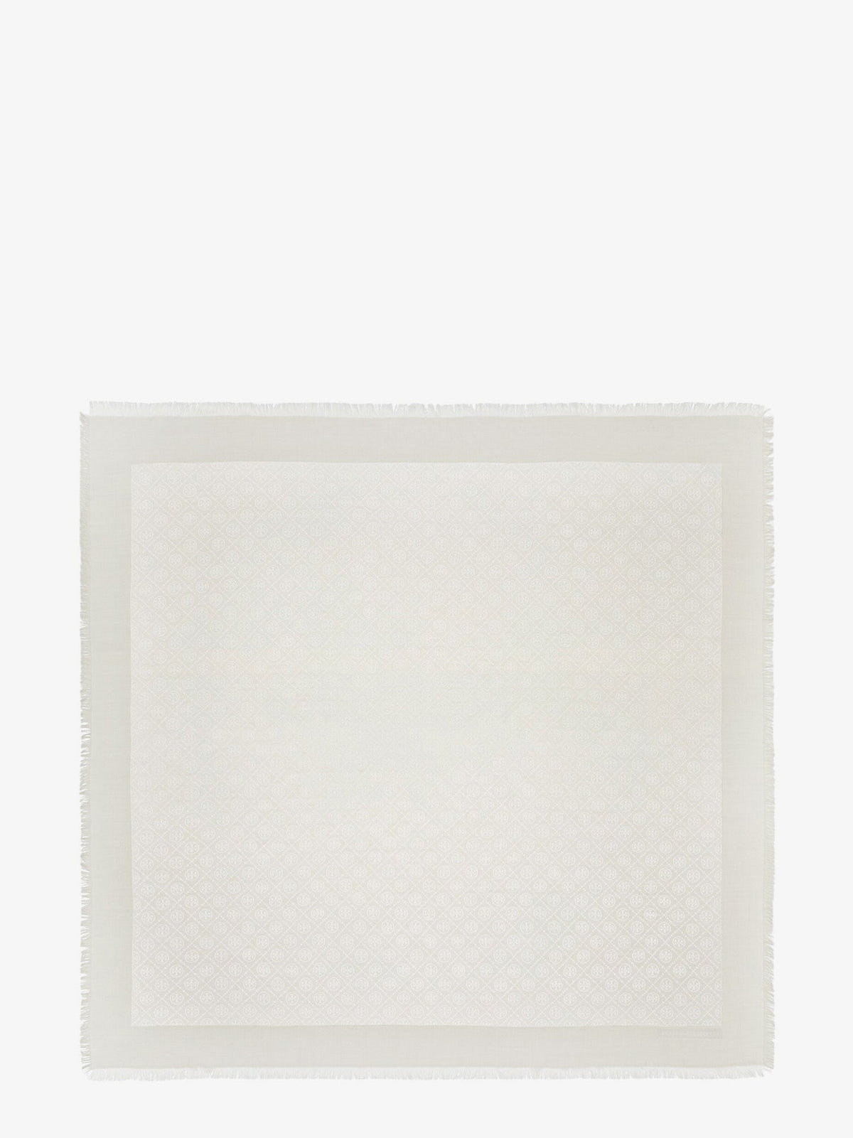 Tory Burch Women's Monogram Jacquard Traveler Scarf in Silk and Wool Blend White