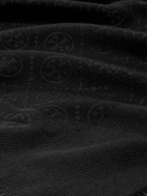 Tory Burch Women's Monogram Jacquard Traveler Silk and Wool Blend Scarf Black