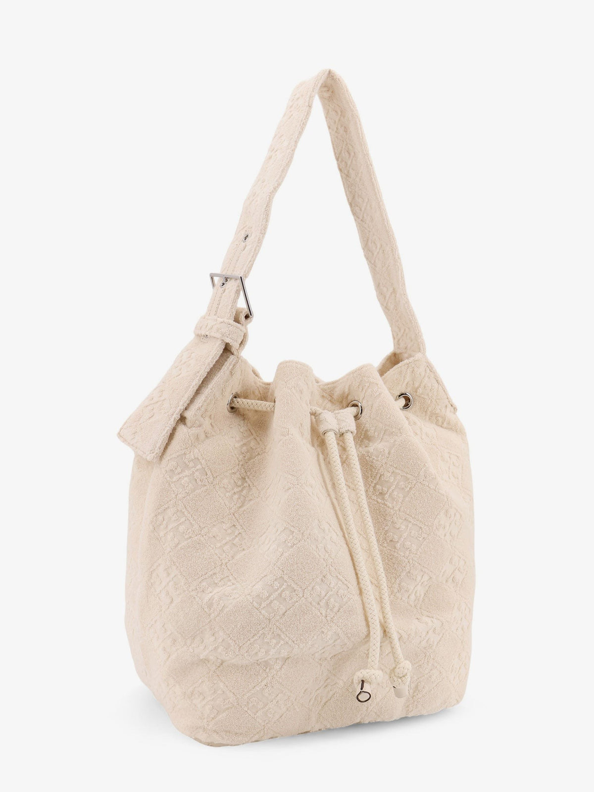 Tory Burch Women's Monogram Terry Canvas Bucket Bag White, view 3