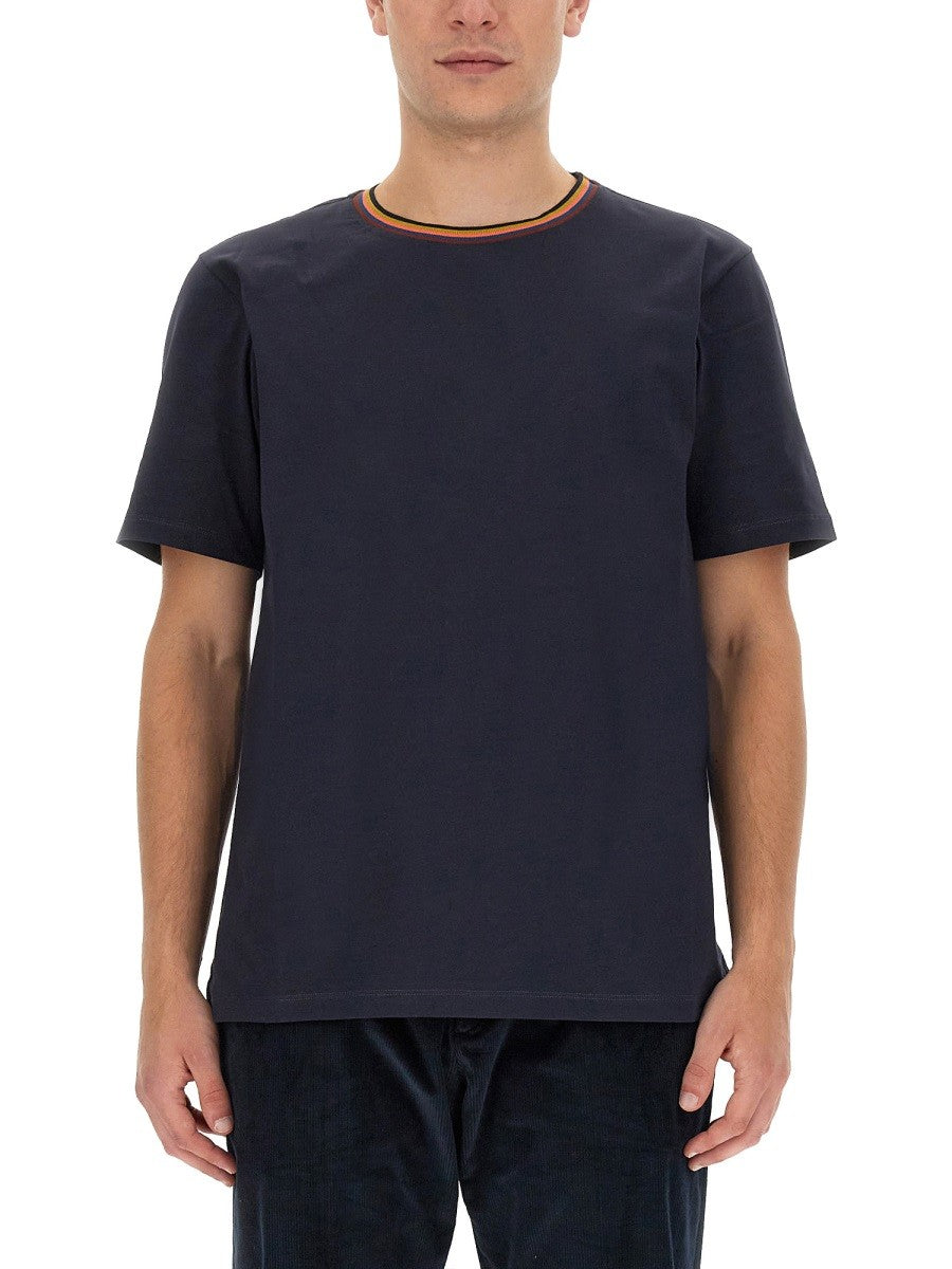 Paul Smith Men's Shirt Con Collo Stripes Blue