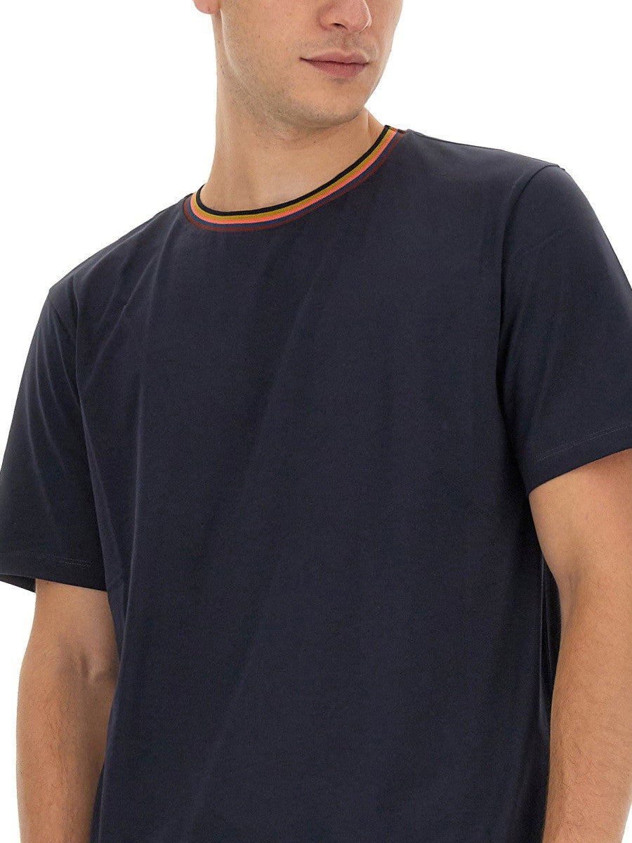 Paul Smith Men's Shirt Con Collo Stripes Blue