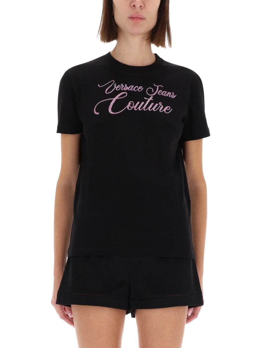 Versace Jeans Couture Women's Shirt Con Strass Black