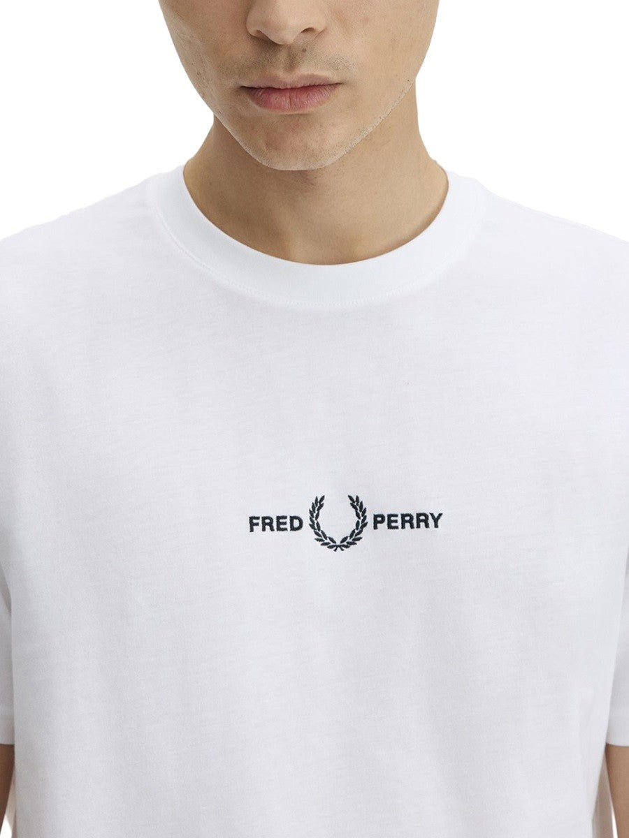Fred Perry Men's Embroidered Shirt White, view 3