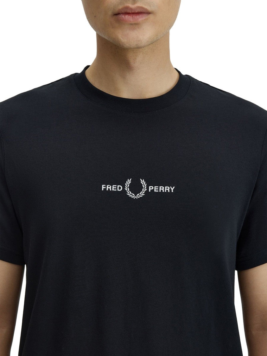 Fred Perry Men's Embroidered Shirt Black, view 3