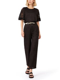 Max Mara Women's Shirt Con Maniche in Pizzo Black