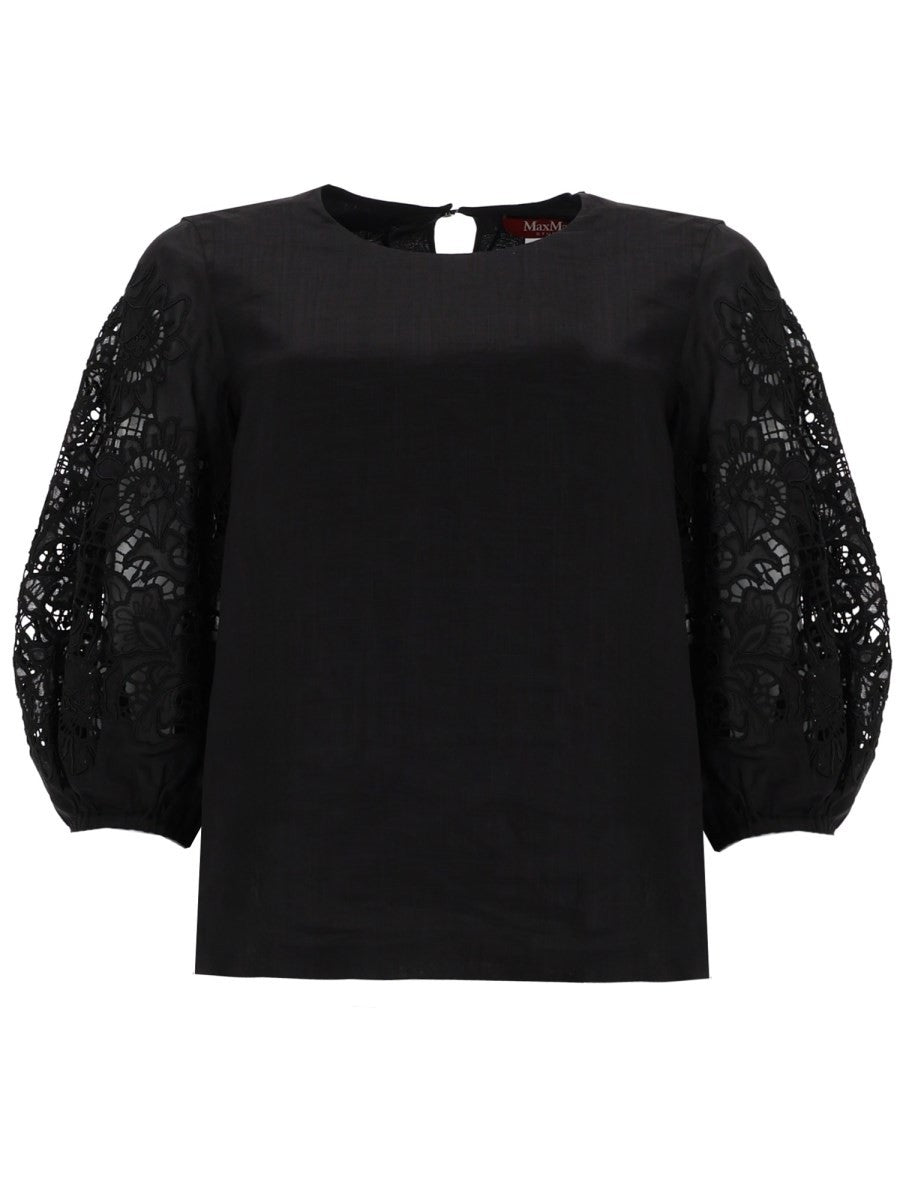 Max Mara Women's Shirt Con Maniche in Pizzo Black