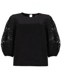 Max Mara Women's Shirt Con Maniche in Pizzo Black