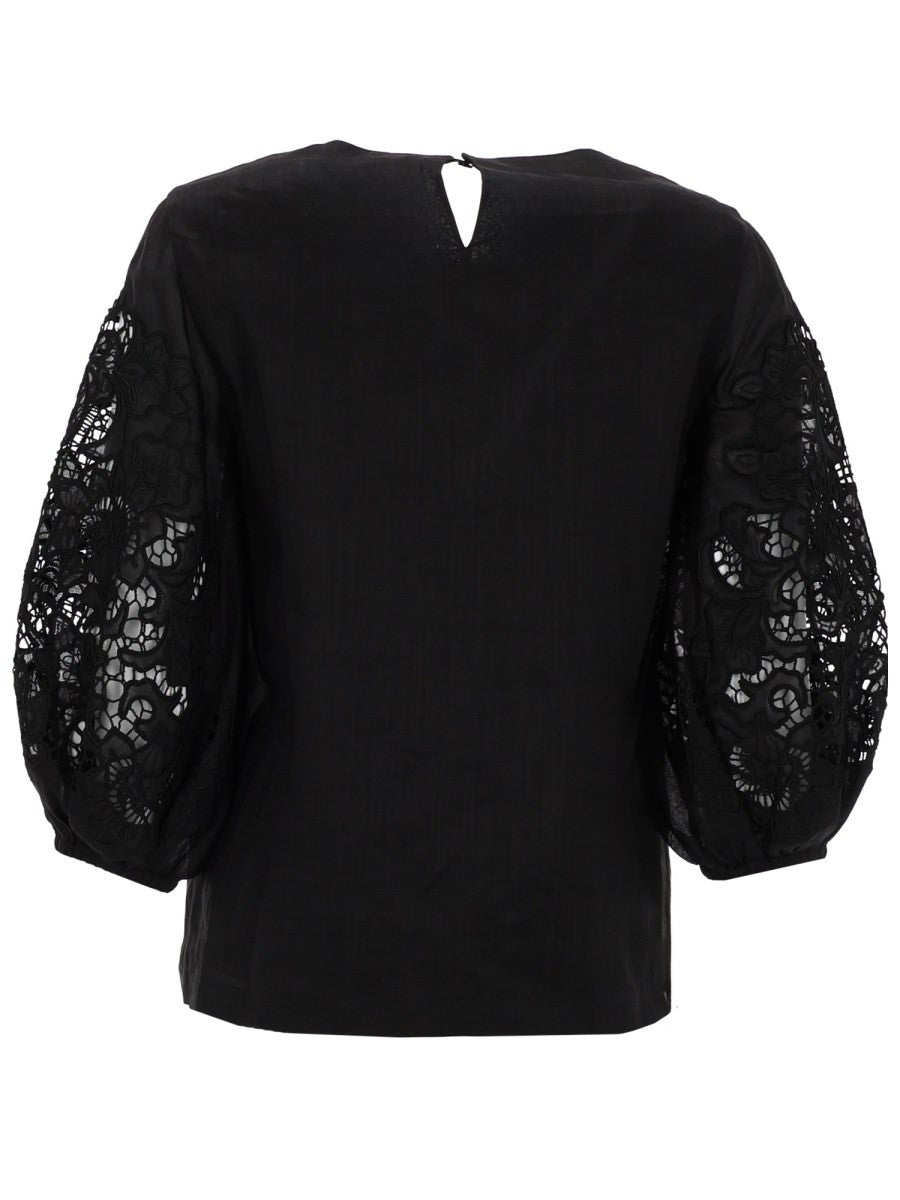 Max Mara Women's Shirt Con Maniche in Pizzo Black