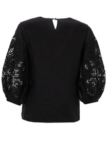 Max Mara Women's Shirt Con Maniche in Pizzo Black