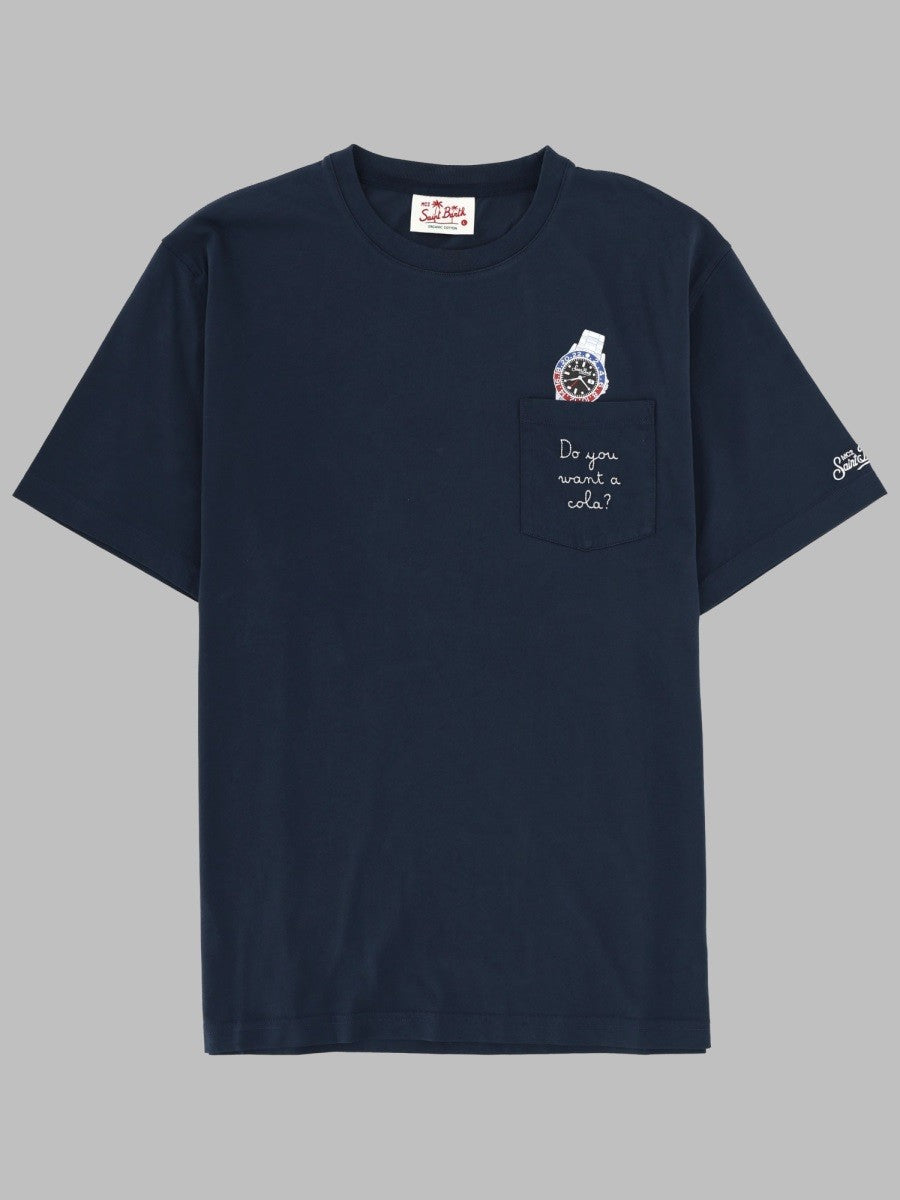 Mc2 Saint Barth Men's Shirt Con Ricamo Blue