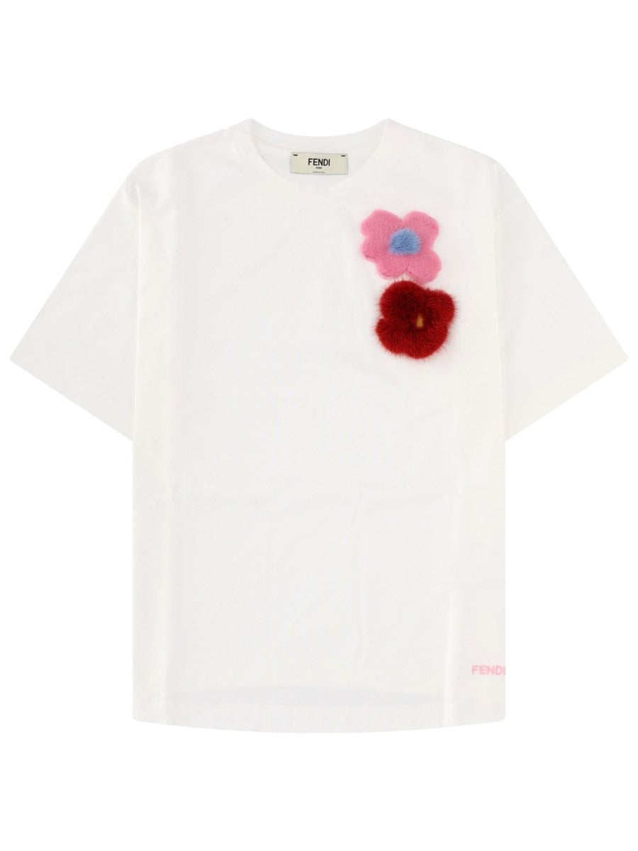 Fendi Women's Shirt Con Spille Sunny Side Flowers White