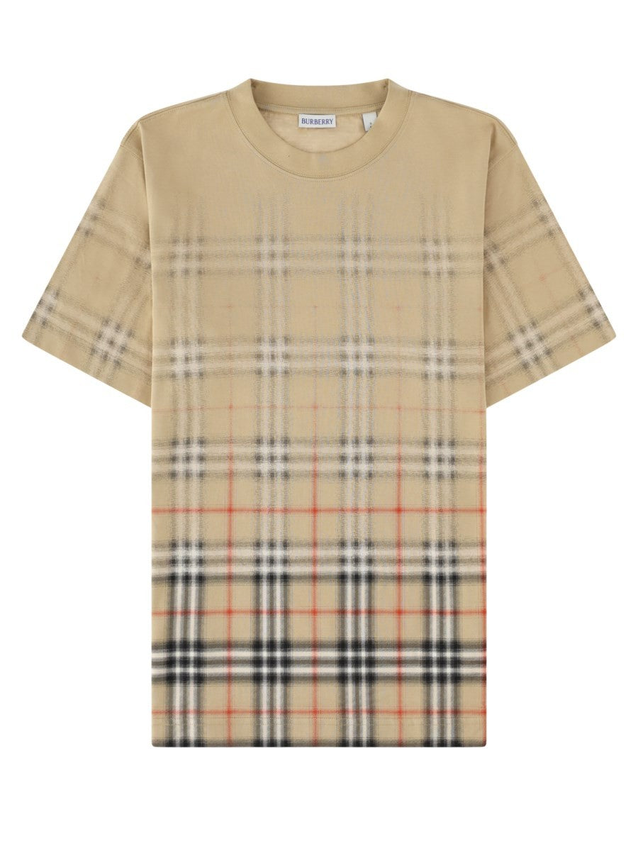 Burberry Men's Shirt Con Stampa Check Beige