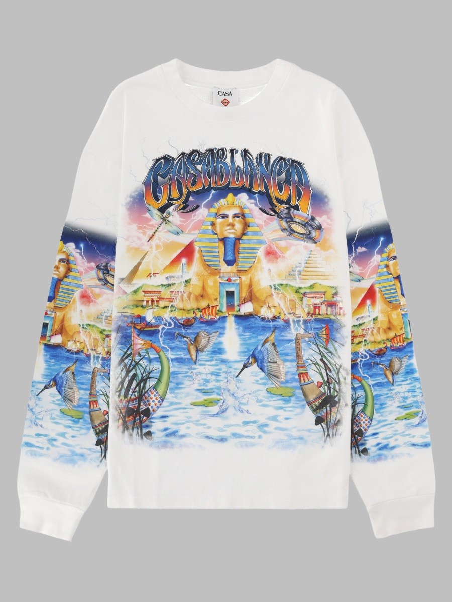 Casablanca Men's Shirt Con Stampa Egypt White