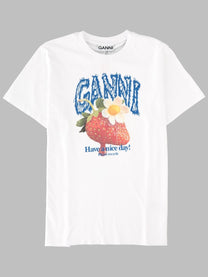Ganni Women's Shirt Con Stampa Fragola White