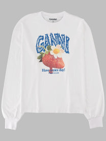 Ganni Women's Shirt Con Stampa Strawberry White
