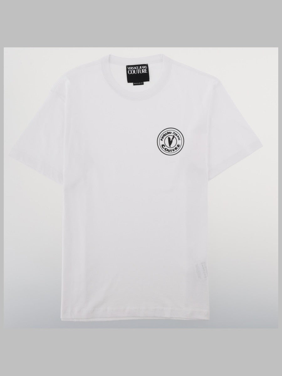 Versace Jeans Couture Men's Shirt Con Emblem Ricamato White