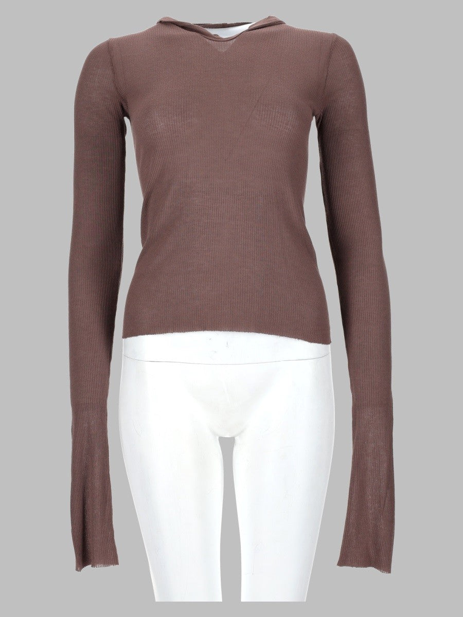 Rick Owens Women's Shirt Cropped Hooded Rib LS Red