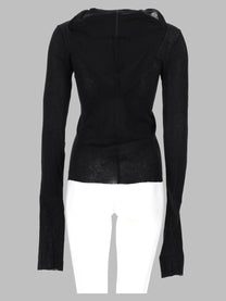 Rick Owens Women's Shirt Cropped Hooded Rib LS Black
