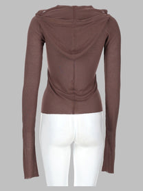 Rick Owens Women's Shirt Cropped Hooded Rib LS Red