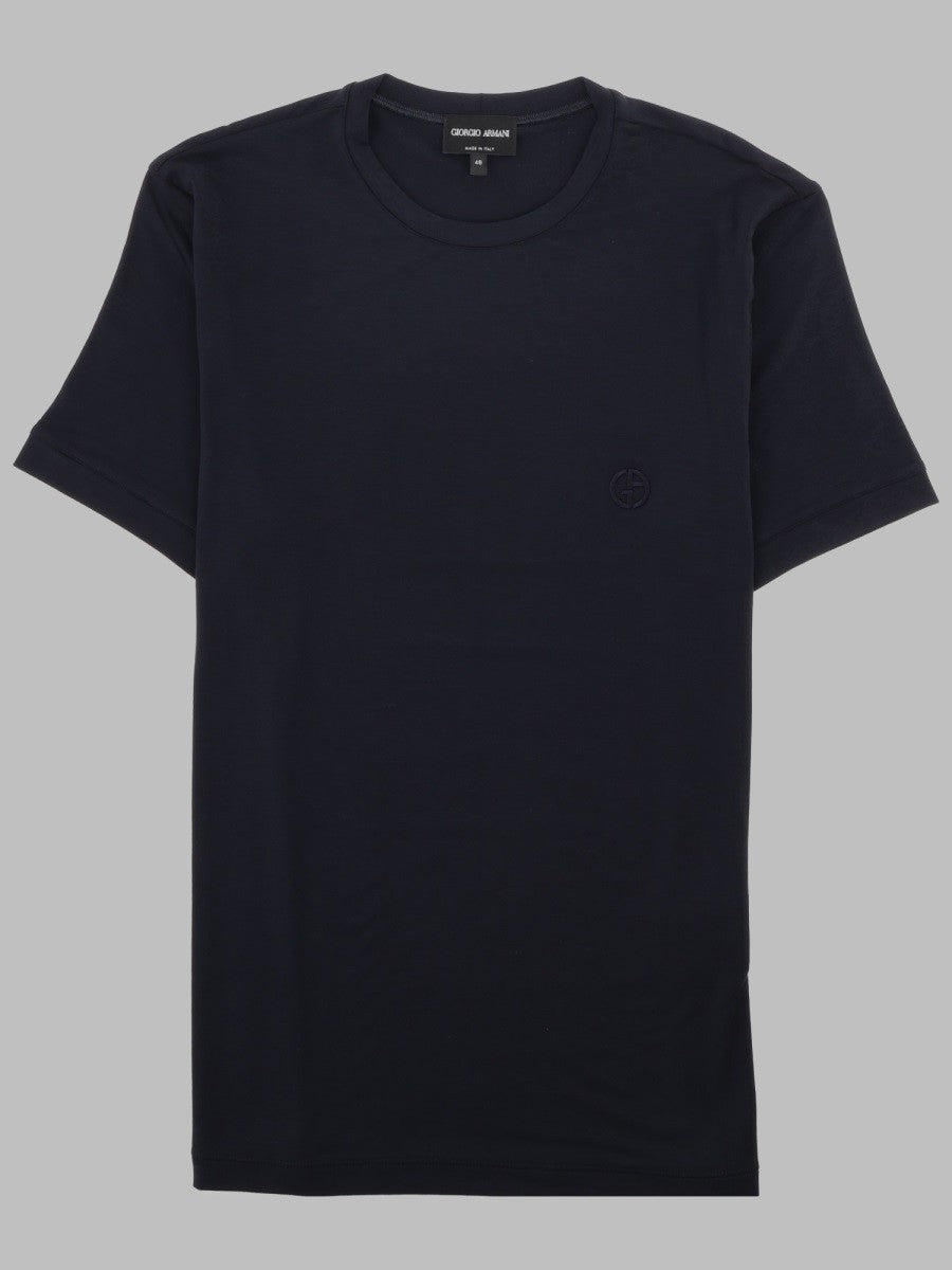 Giorgio Armani Men's Shirt Girocollo in Jersey DI Viscosa Blue