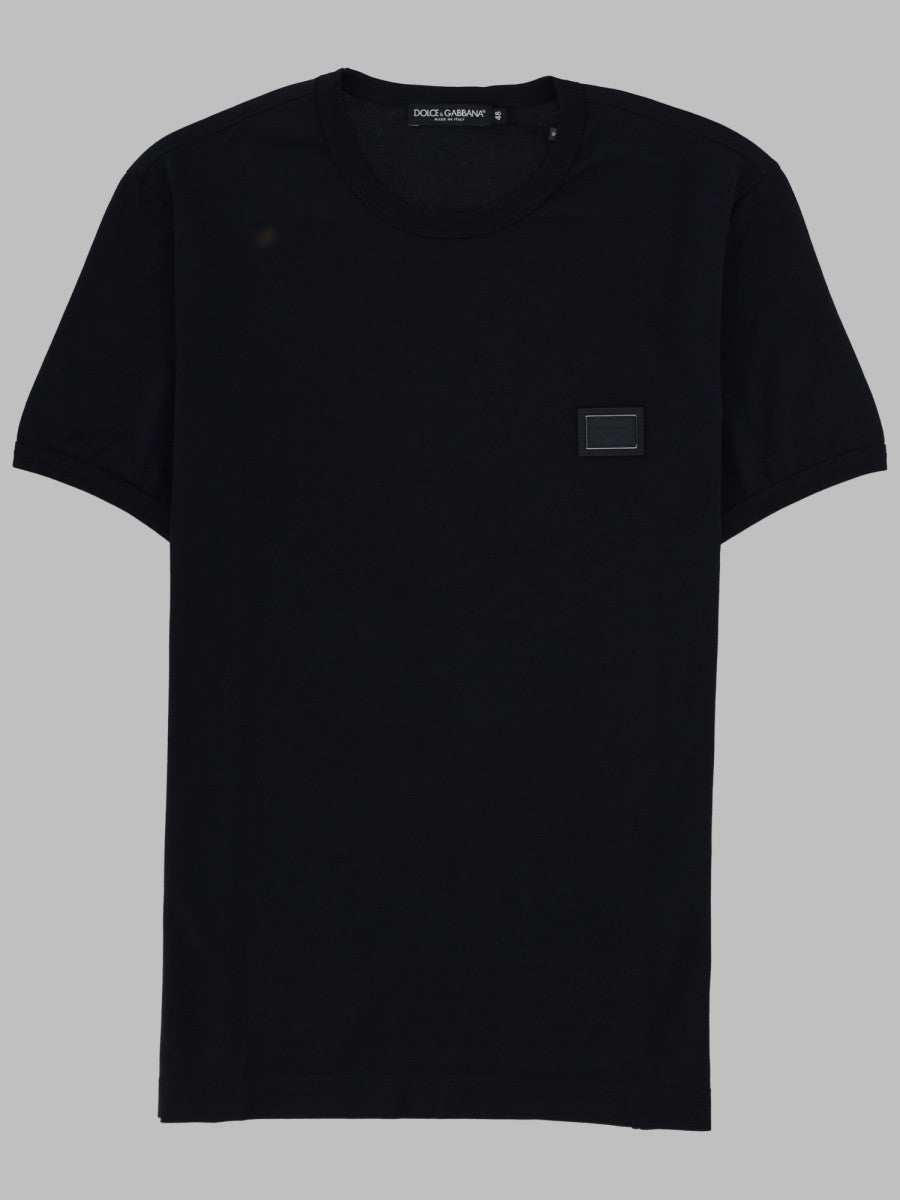 Dolce &amp; Gabbana Men's Shirt in Cotone Con Placca Blue