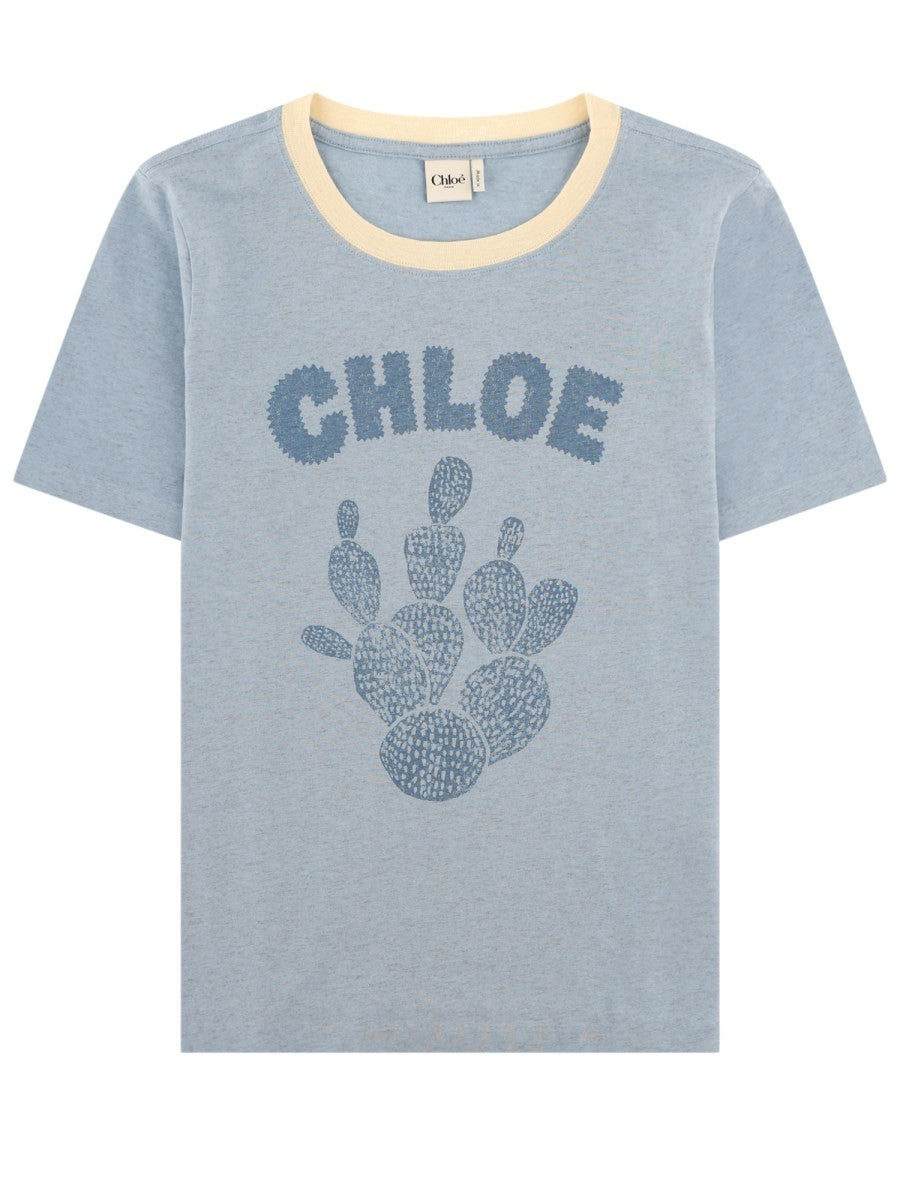 Chloé Women's Printed Cotton Shirt Blue