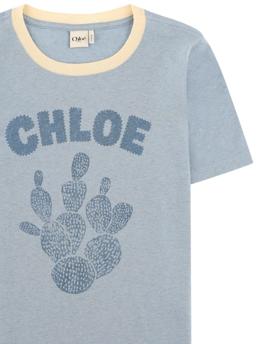 Chloé Women's Printed Cotton Shirt Blue