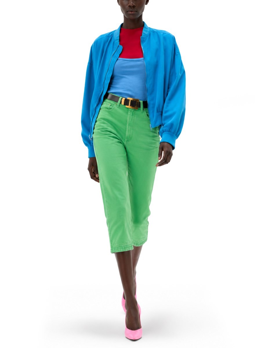 Versace Women's Embroidered Wool Ribbed Shirt Red