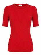 Versace Women's Embroidered Wool Ribbed Shirt Red