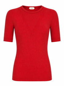 Versace Women's Embroidered Wool Ribbed Shirt Red
