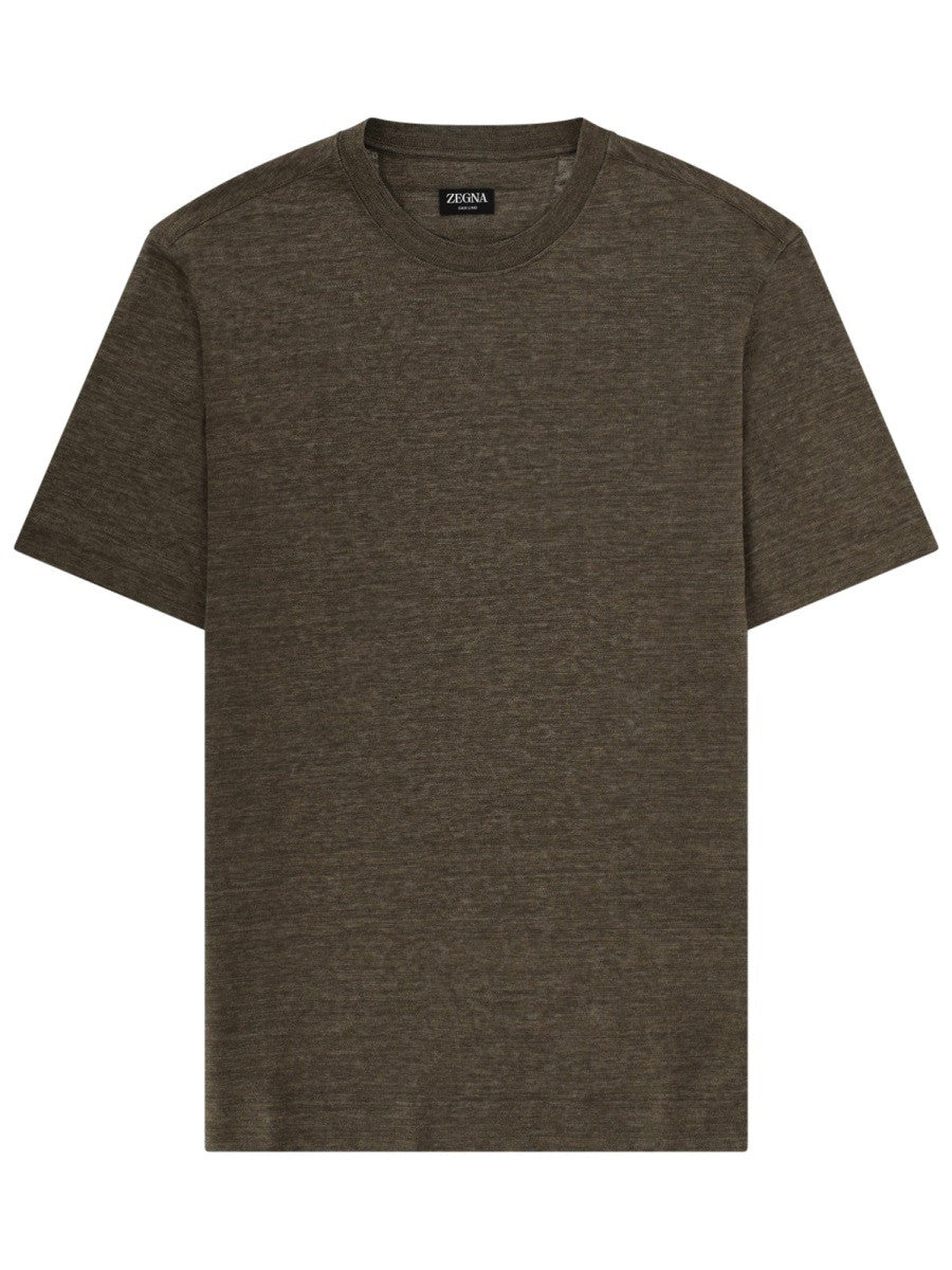 Zegna Men's Shirt Oasi in Lino Green