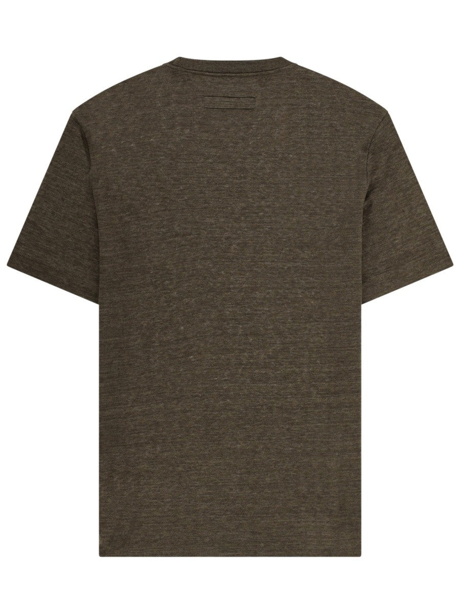 Zegna Men's Shirt Oasi in Lino Green