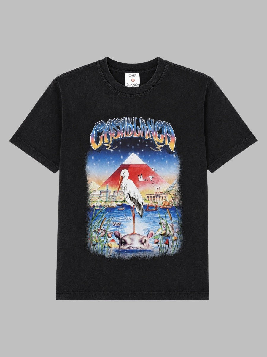 Casablanca Women's Shirt Oversize Con Stampa Egypt Black