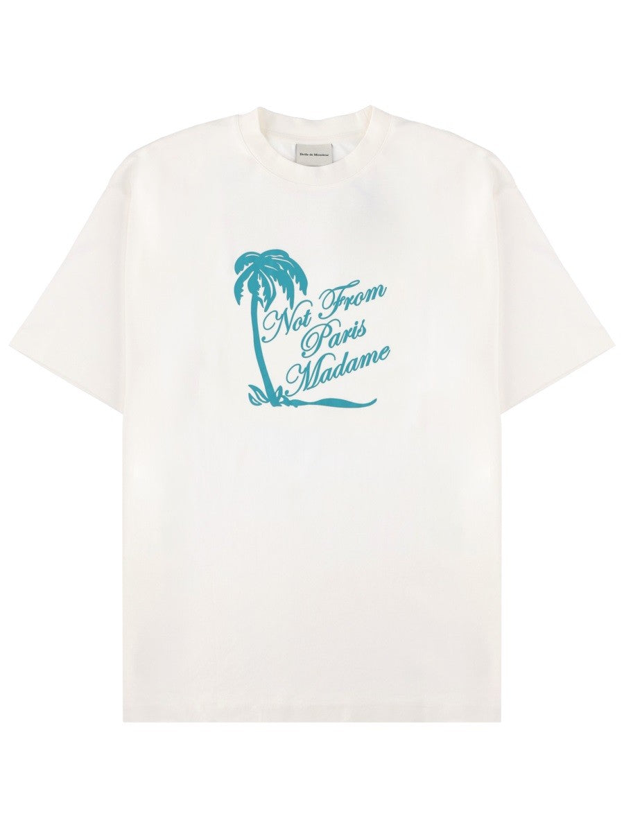 Drôle de Monsieur Men's Shirt Slogan Palmiers White