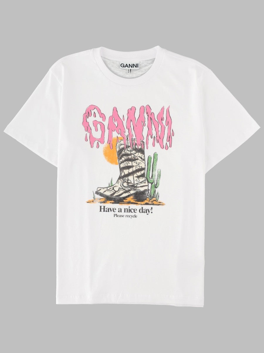 Ganni Women's Shirt Western Zebra Boot White
