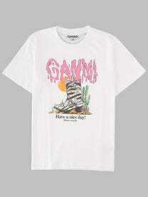 Ganni Women's Shirt Western Zebra Boot White