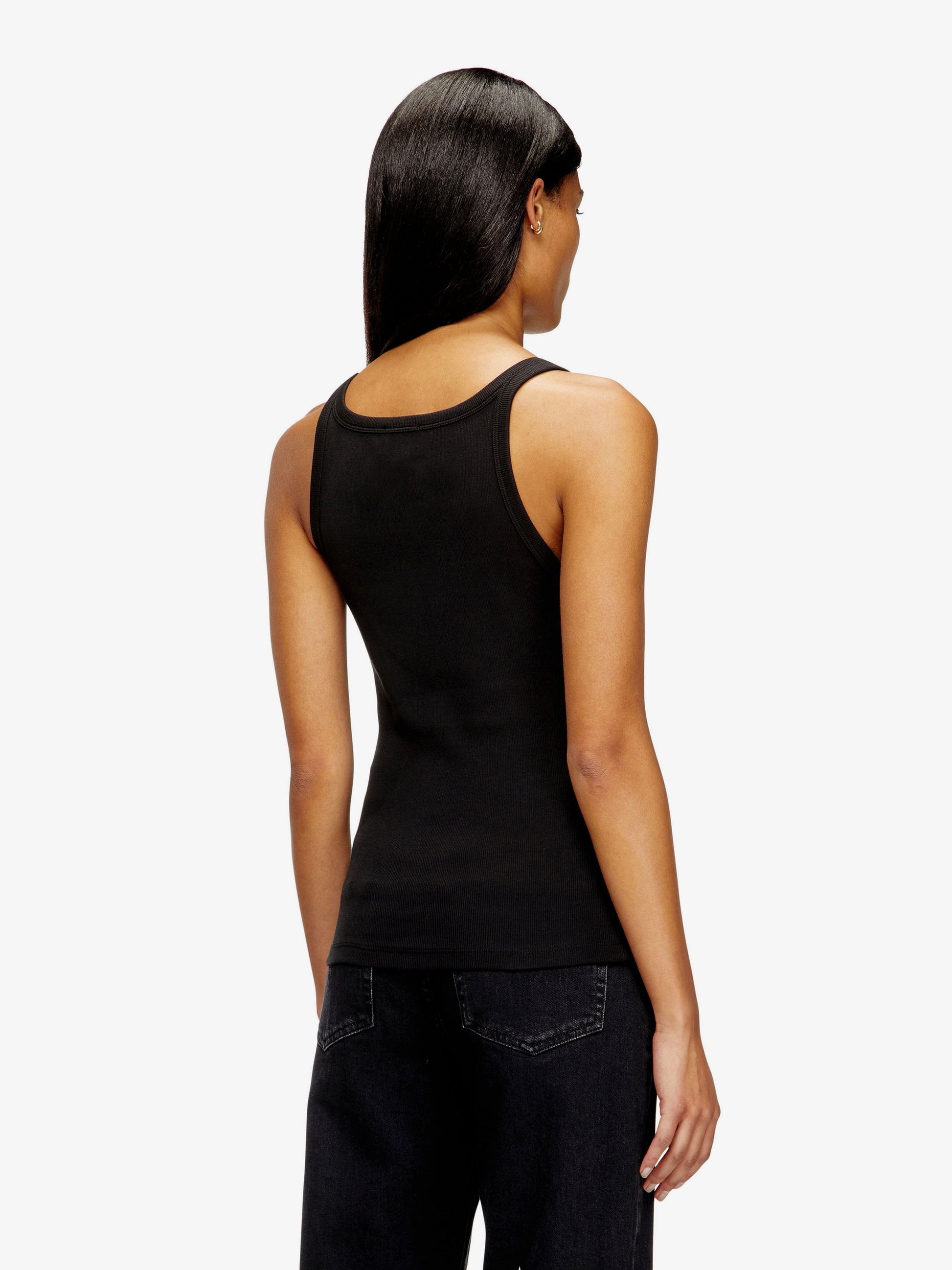 Diesel Women's Wife Od Ribbed Cotton Tank Top Black