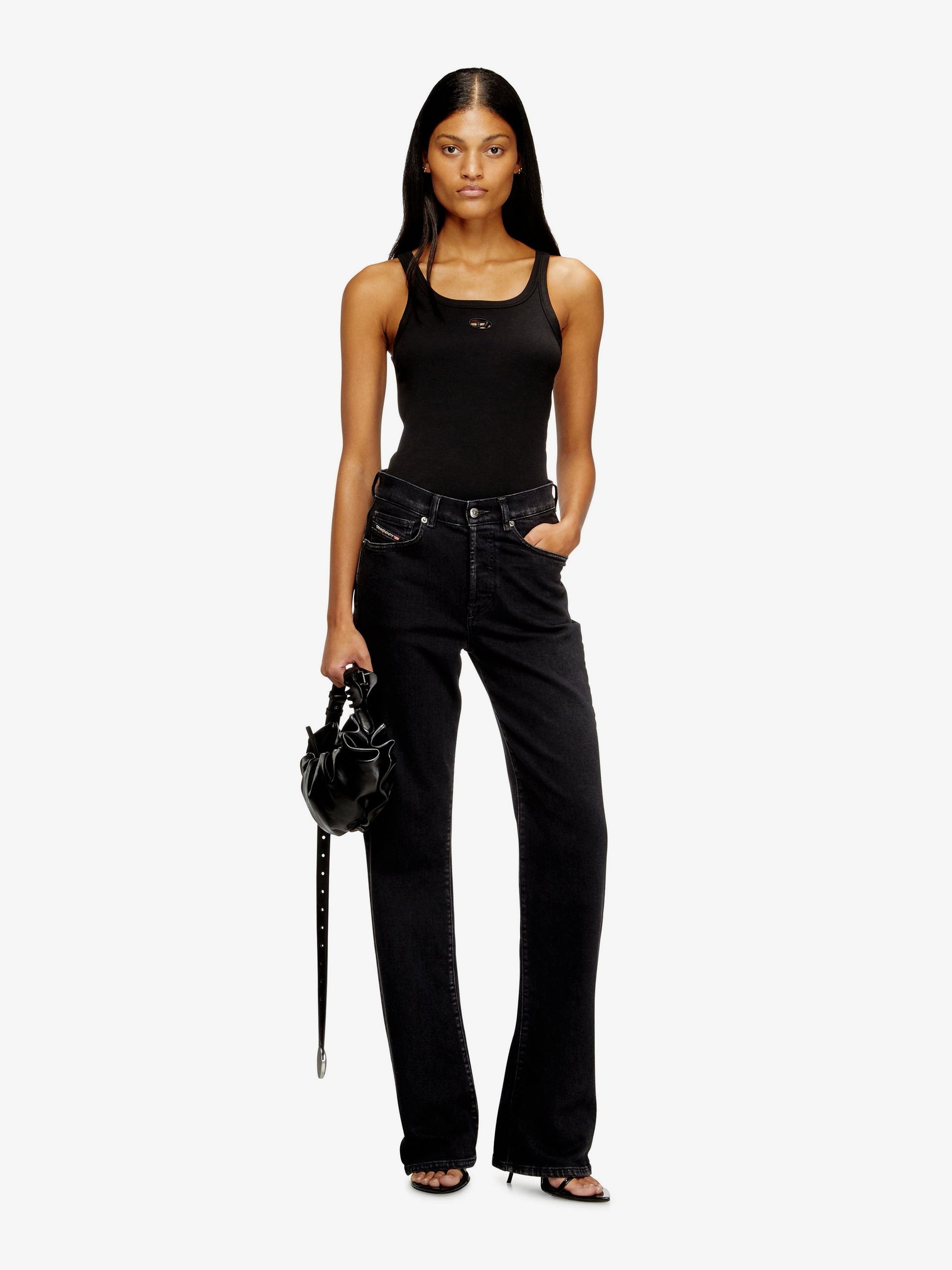Diesel Women's Wife Od Ribbed Cotton Tank Top Black