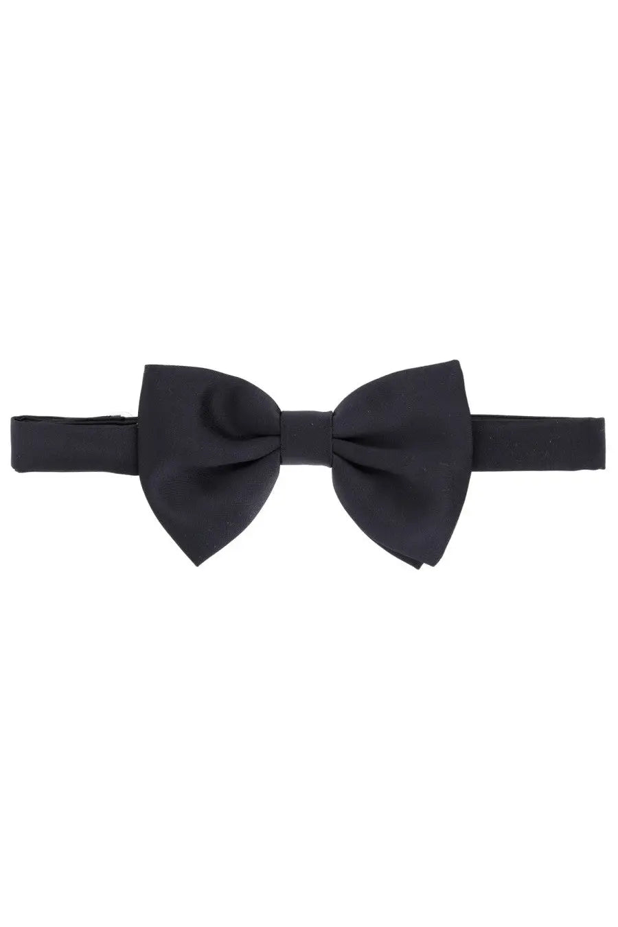 Black satin bow tie with sleek classic design by Tagliatore men’s bow tie blue product front view