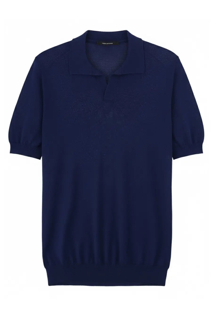 Navy blue Tagliatore men’s cotton polo shirt with classic collar and ribbed cuffs in short sleeves