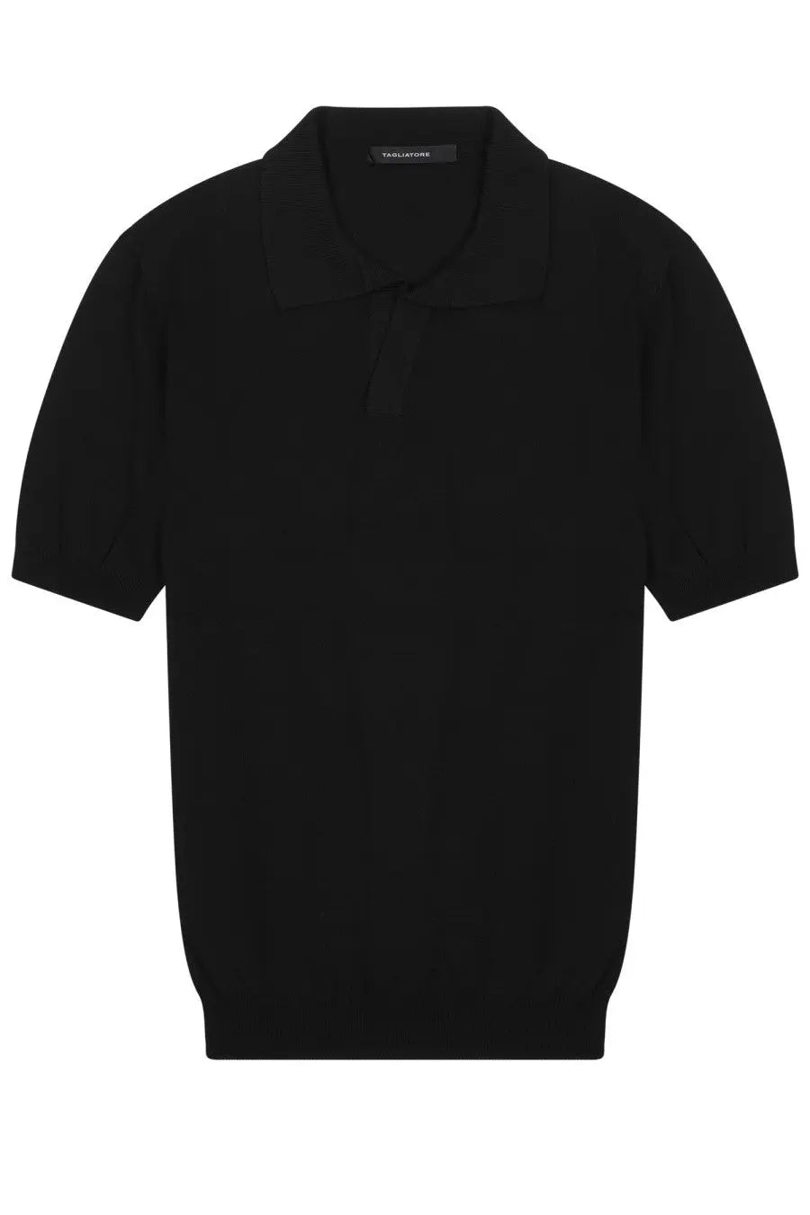 Black yohji yamamoto short sleeve polo shirt with classic collar in cotton from tagliatore menswear collection
