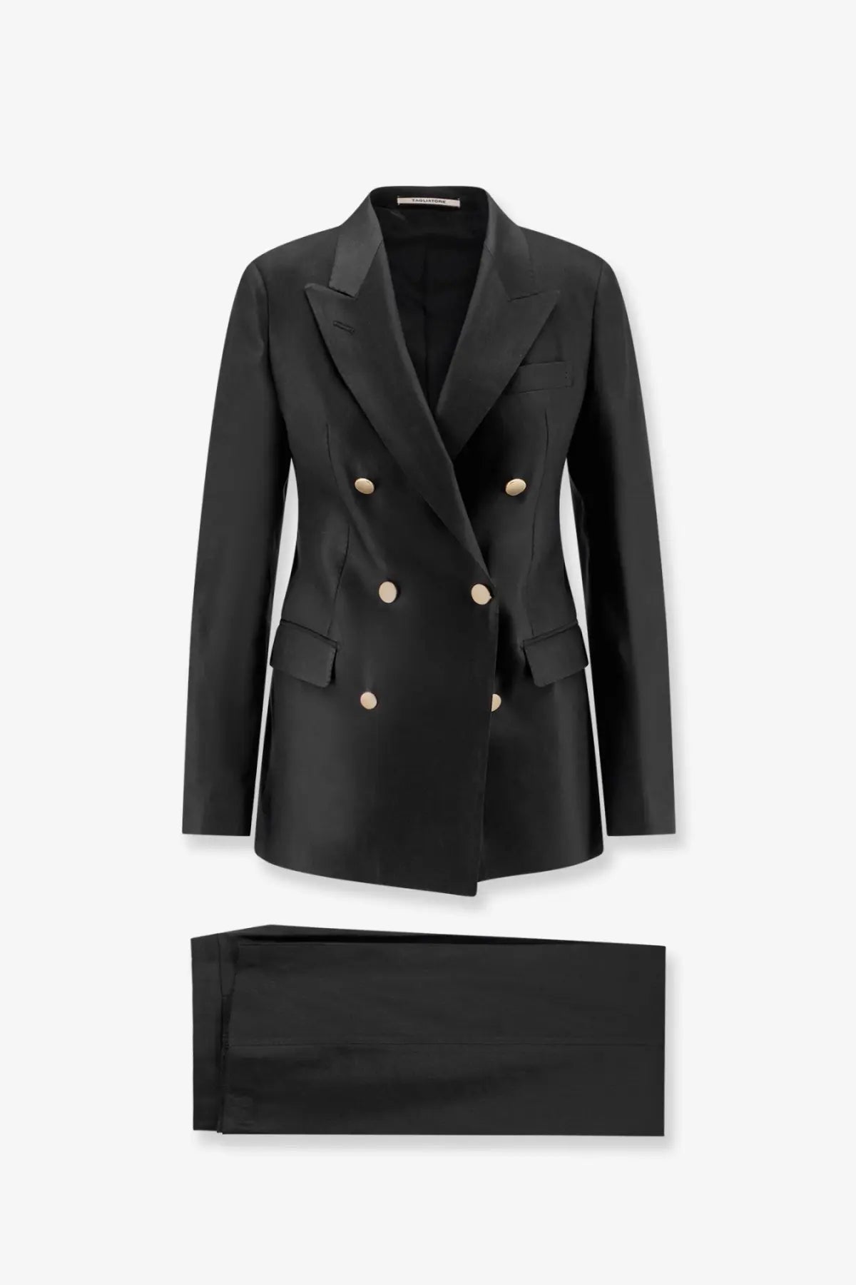 Tagliatore women’s parigi black linen and viscose double-breasted blazer with gold-tone buttons and tailored fit