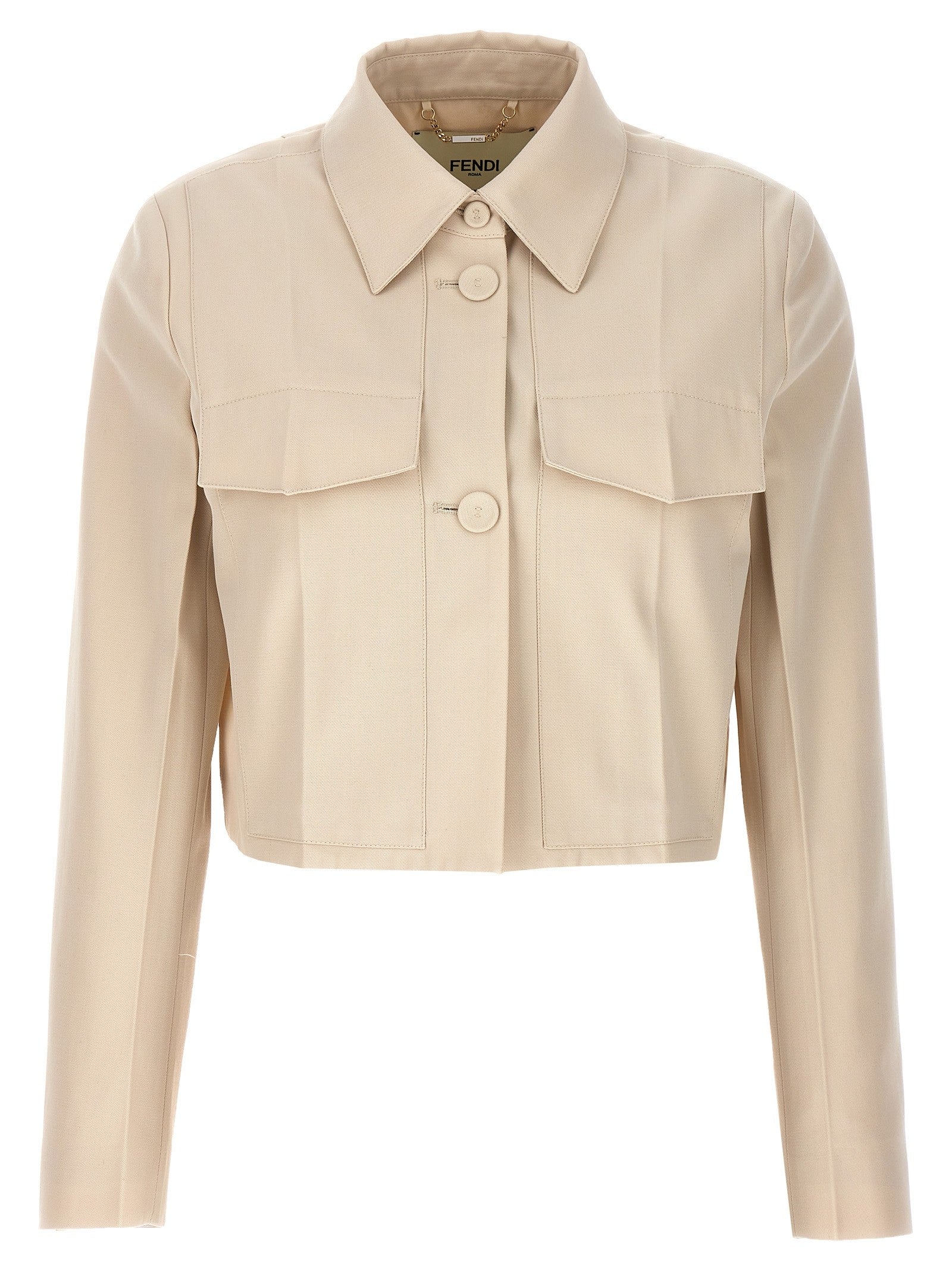 Fendi Tailored Crop Jacket Beige