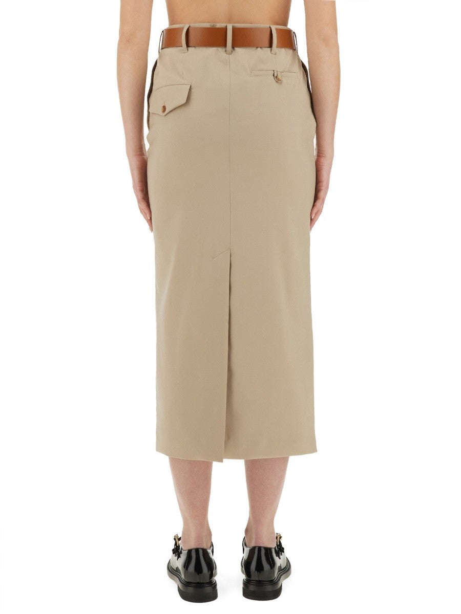 Moschino Women's Tailored Twist Long Skirt Beige