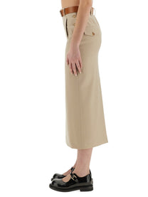 Moschino Women's Tailored Twist Long Skirt Beige