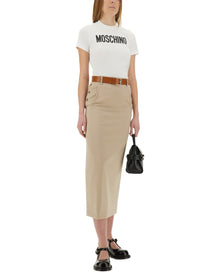 Moschino Women's Tailored Twist Long Skirt Beige