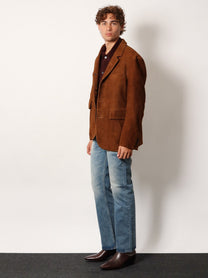 Tonywack Unisex Tailored Unisex Suede Jacket Beige
