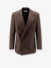Tonywack Men's Tailored Unisex Wool Blend Blazer Brown