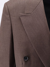 Tonywack Men's Tailored Unisex Wool Blend Blazer Brown