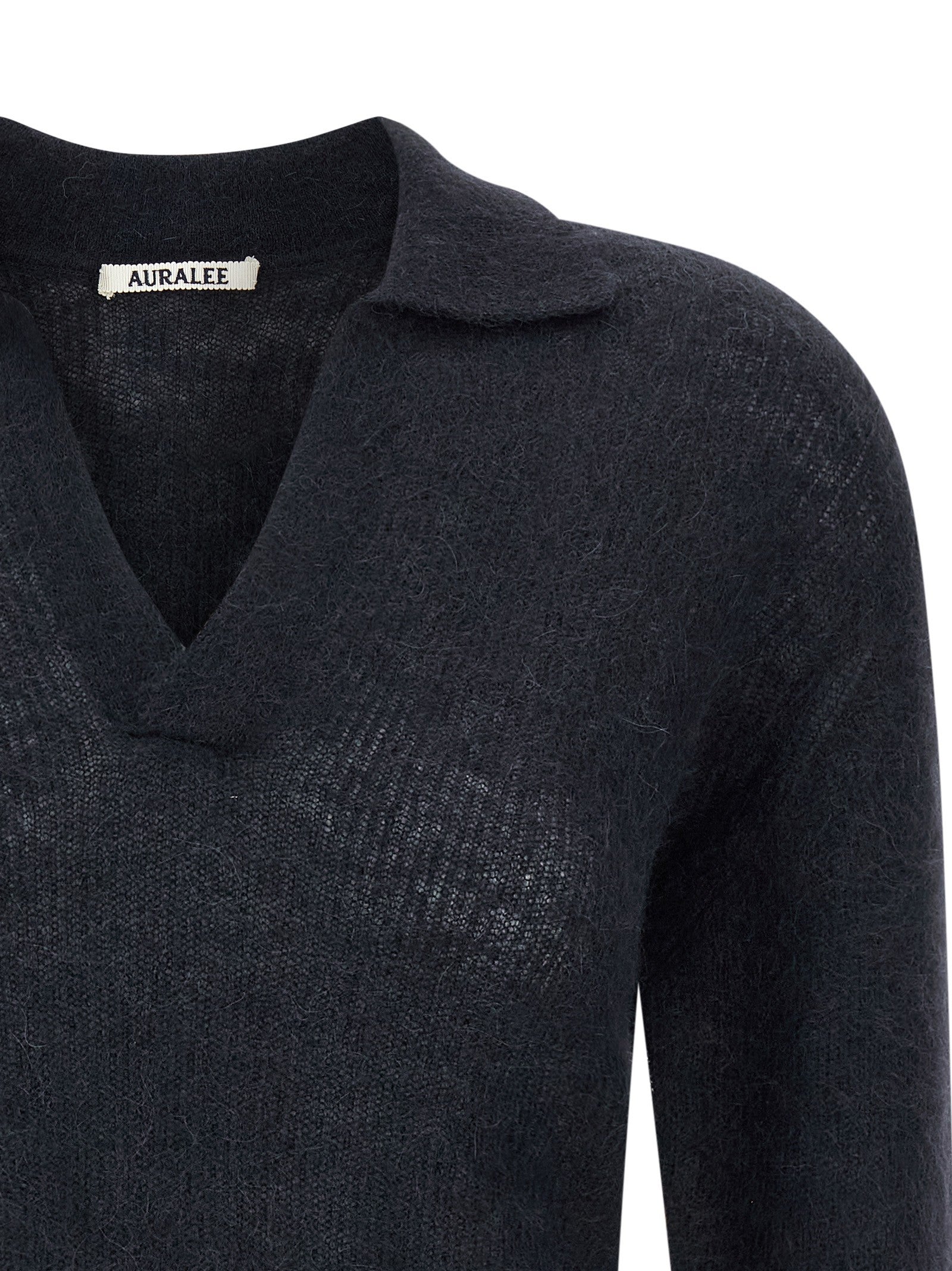 AURALEE Tam Yarn Polo Shirt Blue